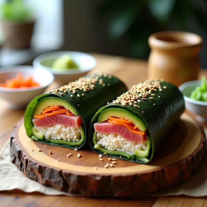 Sushi Burrito con Aguacate y Atún Fresco: Receta Japonesa Fusionada para Llevar