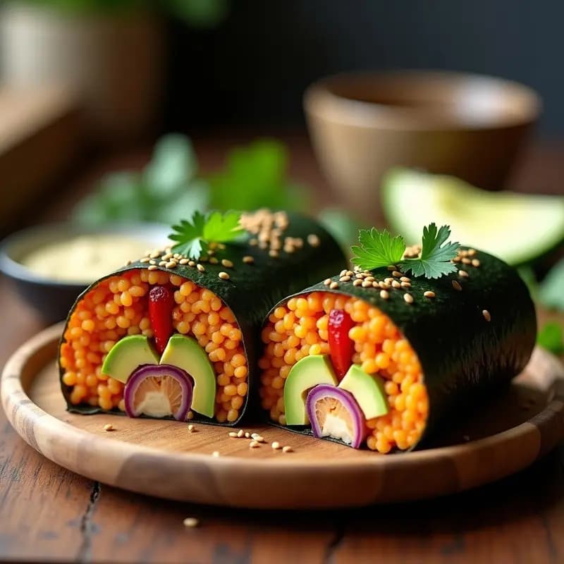 Sushi Burrito de Aguacate y Atún de Jackfruit: Receta Japón-México Fusion Vegana
