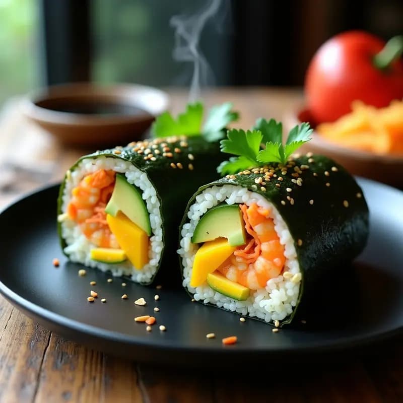 Sushi Burrito de Aguacate, Mango y Gambas al Ají Amarillo: Receta Fusion Peruano-Japonesa Viral