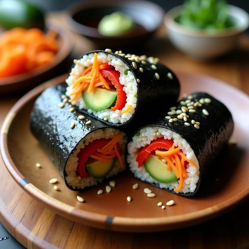 Sushi Burrito de Aguacate y Pimiento Asado: Receta Fusion Japonesa-Mexicana Sin Pescado en 15 Minutos