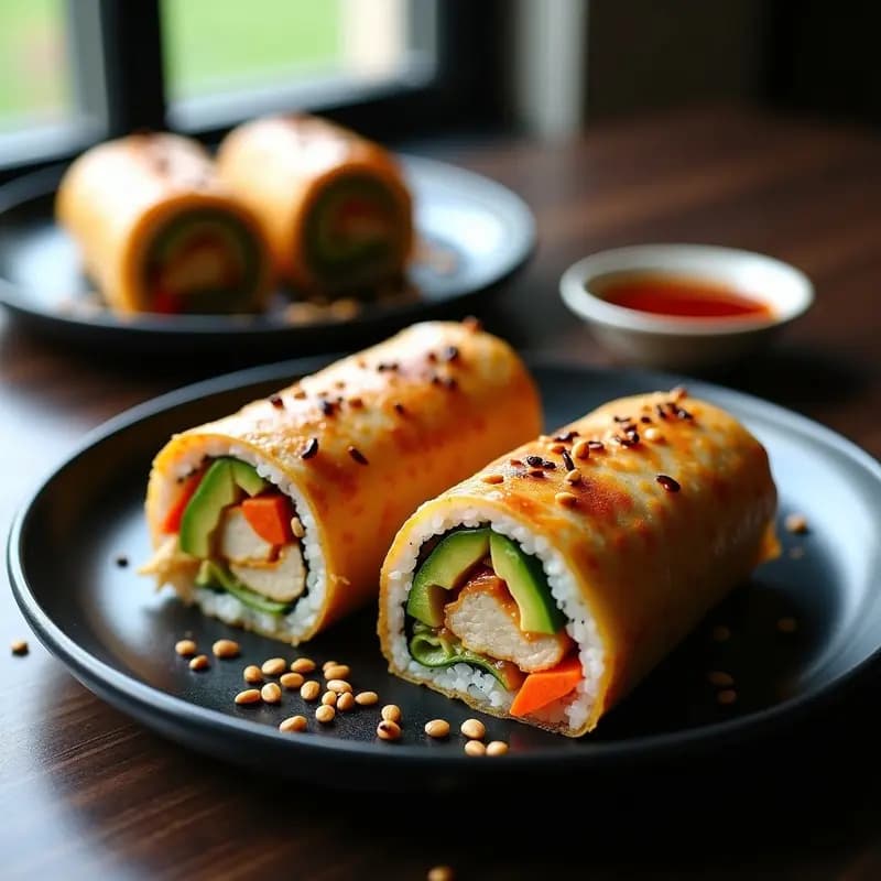 Sushi Burrito de Aguacate y Pollo Teriyaki: Receta Fusion Japonesa-Mexicana en Airfryer