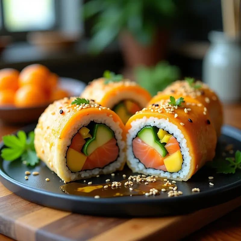 Sushi Burrito con Aguacate, Salmón y Mango: Receta California Roll en Versión XXL