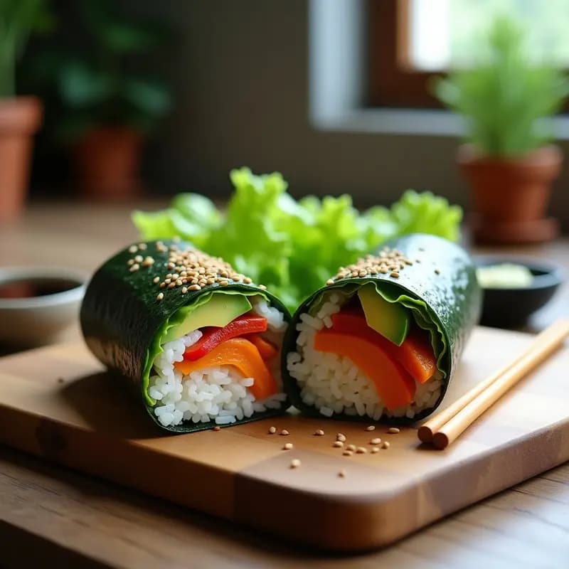Sushi Burrito de Aguacate y Salmón: Roll Japonés-Mexicano Vegano y Fotogénico
