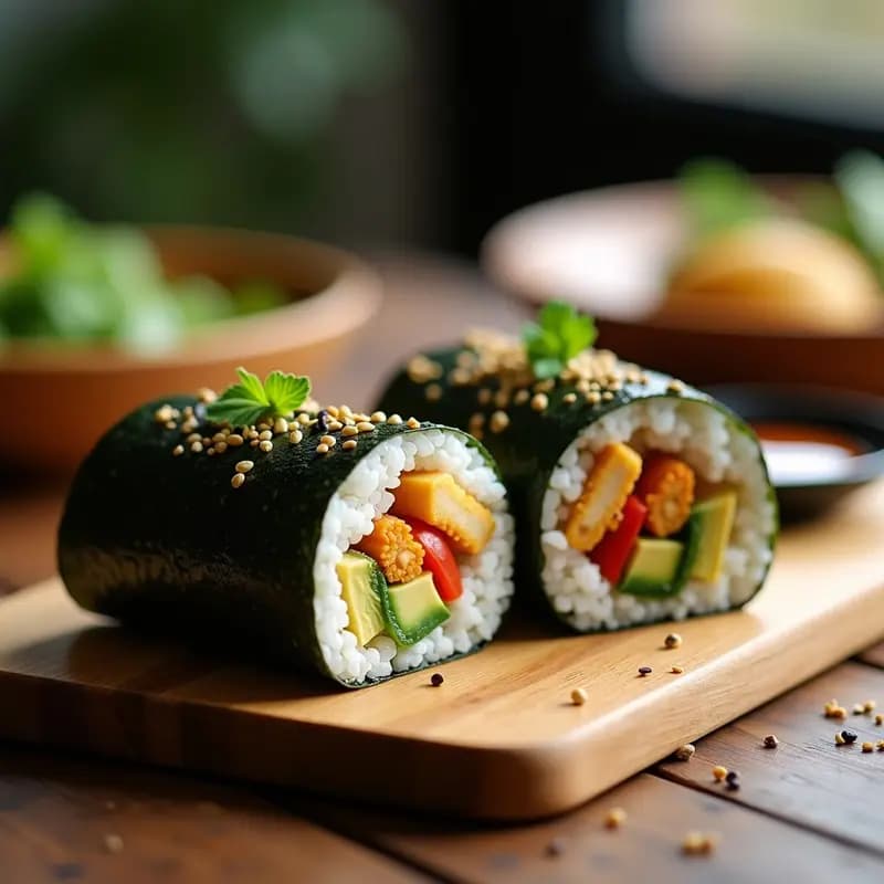Sushi Burrito Japonés-Mexicano con Aguacate y Tempura: Receta Fusion en Alga Nori