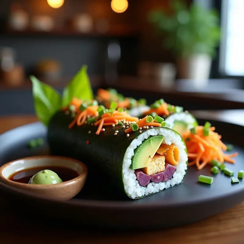 Sushi Burrito de Aguacate, Zanahoria y Tofu Ahumado: Receta Fusion en Rollo Grande