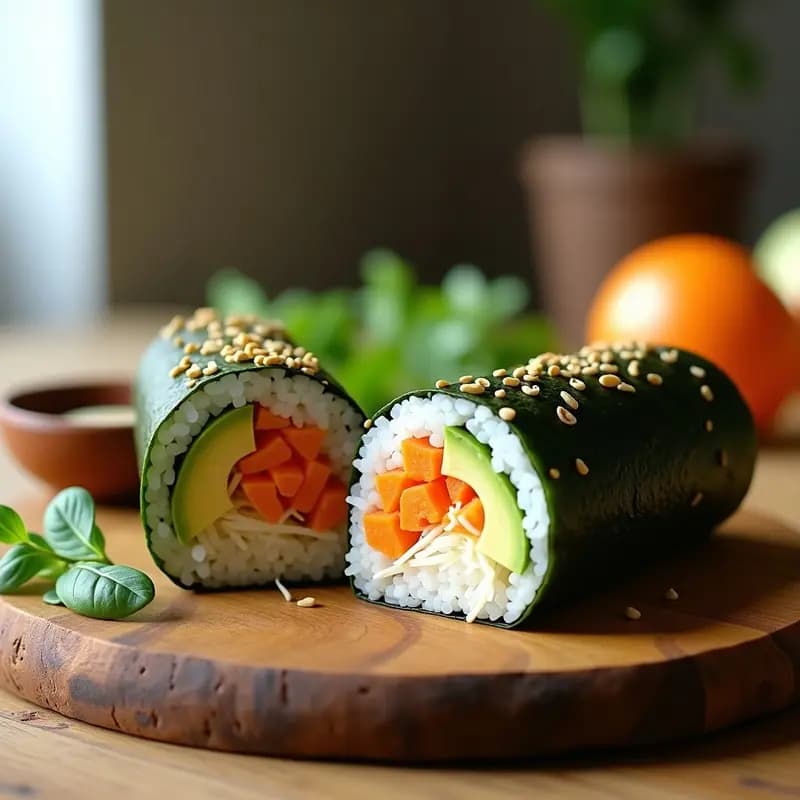 Sushi Burrito de Aguacate y Zanahoria: Roll Japones Vegano para Llevar