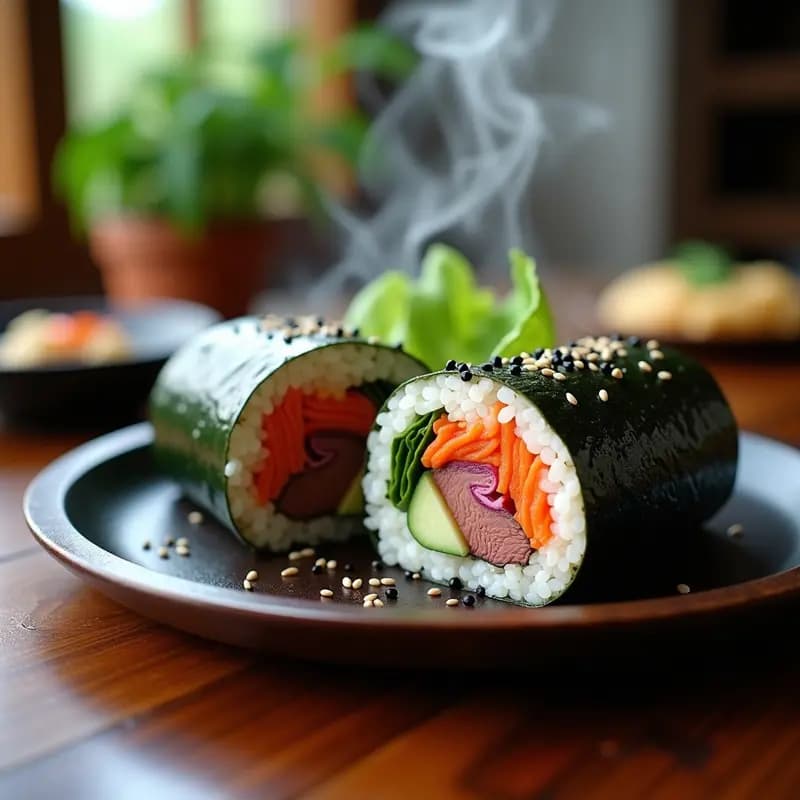 Sushi Burrito Coreano con Kimchi y Carne de Res Marinada: Receta Fusion en 30 Minutos