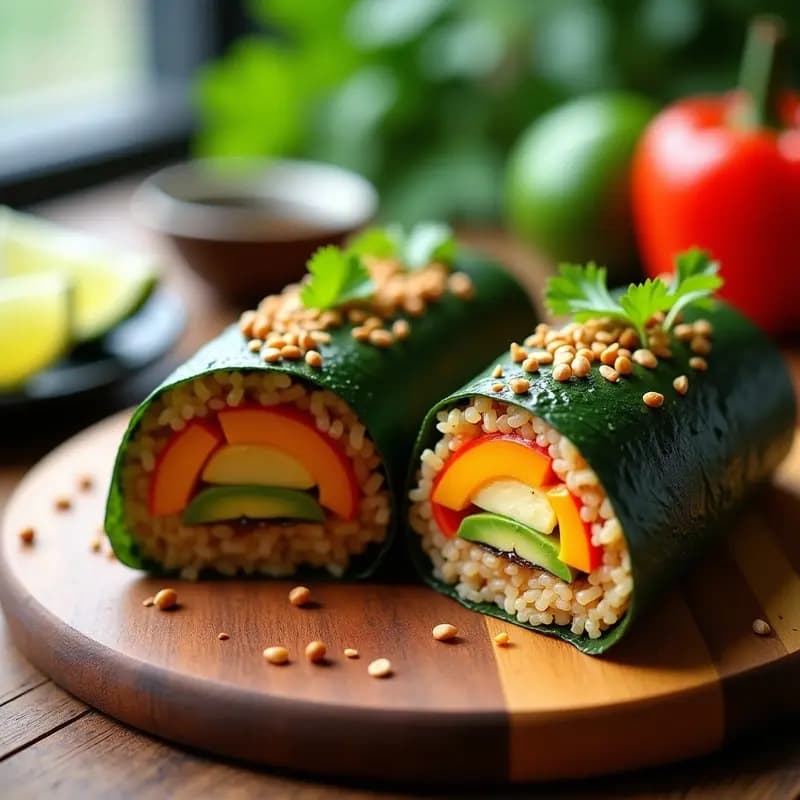 Sushi Burrito Jamaicano con Mango y Jerk Tofu: Receta Fusion Vegana y Picante