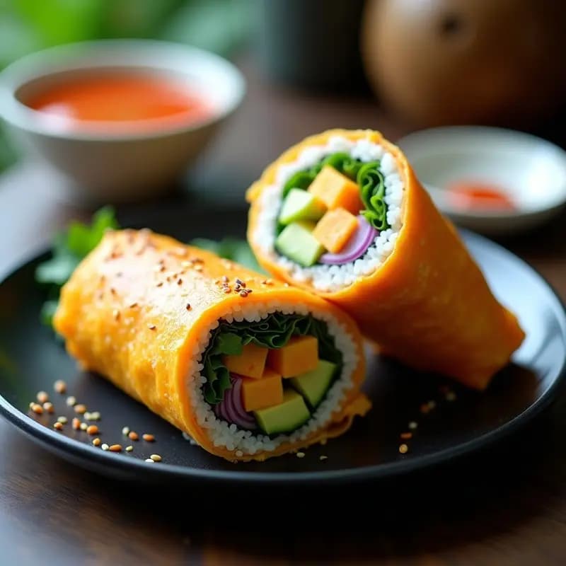 Sushi Burrito Japonés con Aguacate y Mango: Receta Fusionada Alta en Proteína en Airfryer