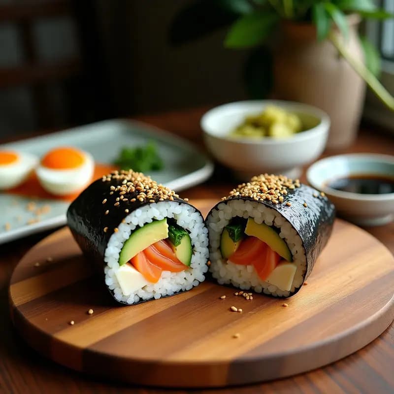 Sushi Burrito Japonés con Trufa Negra: Receta Fusion Alta en Proteína para Tupper