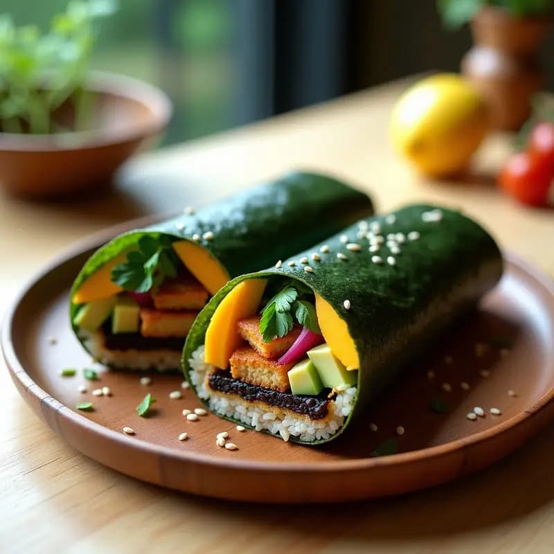 Sushi Burrito Mexicano con Aguacate y Mango: Receta Fusion Rápida y Alta en Proteínas