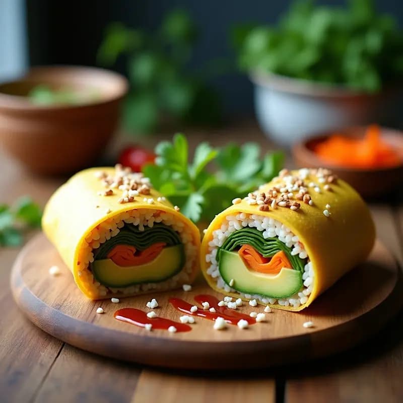 Sushi Burrito Mexicano con Arroz de Cilantro y Aguacate: Fusión Japonesa en Tortilla de Maíz