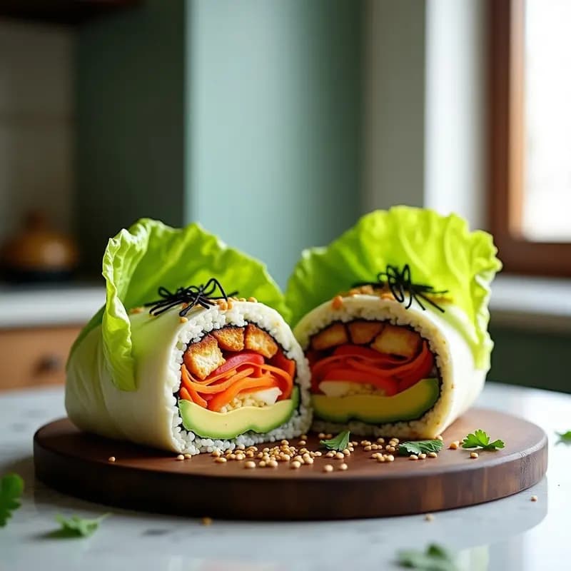 Sushi Burrito Mexicano con Arroz de Coliflor y Pollo Teriyaki: Receta Fusion Baja en Carbohidratos