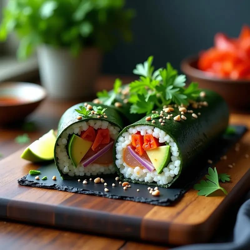 Sushi Burrito Mexicano: Fusión de Sabores en un Rollo XXL con Aguacate y Chipotle