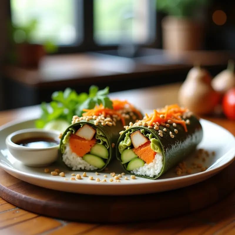 Sushi Burrito Mexicano: Fusion Japonesa con Guacamole y Chipotle en Papel de Algas