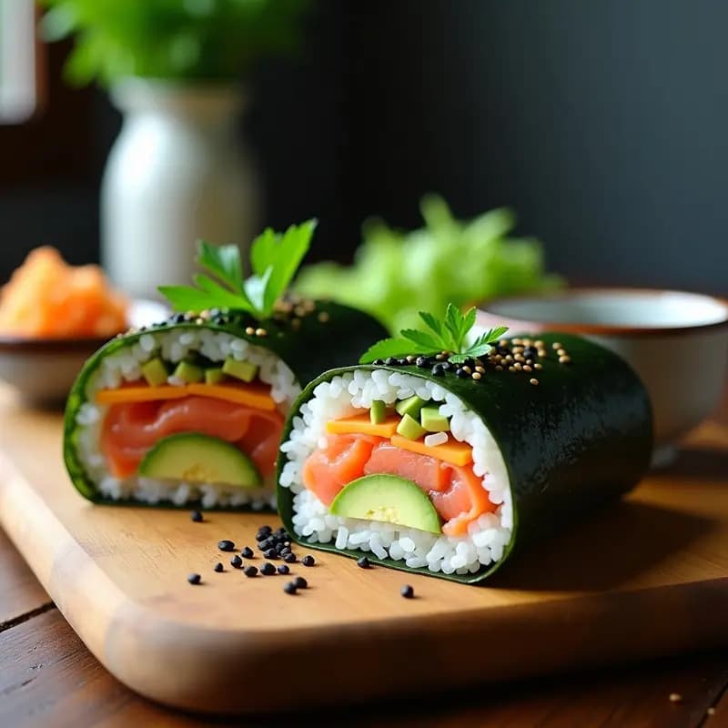 Sushi Burrito de Salmón y Aguacate: Receta Japonesa Fusión en 20 Minutos y Alta en Omega-3