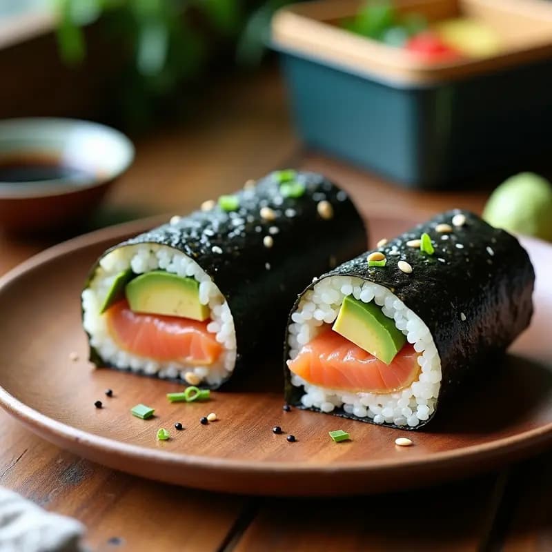 Sushi Burrito de Salmón Ahumado y Aguacate: Receta Japonesa-Mexicana Alta en Proteína para Tupper