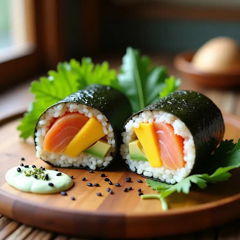 Sushi Burrito con Salmón Ahumado y Mango: Fusión Japonesa-Mexicana para Llevar