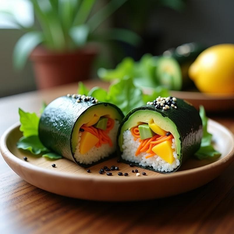 Sushi Burrito Vegano de Aguacate y Mango: Receta Fresca y Alta en Fibra en 15 Minutos