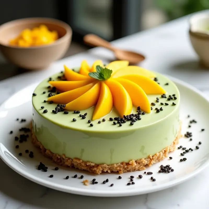 Sushi Cake de Mango y Aguacate: Postre Japonés Vegano y Sin Horno en 25 Minutos