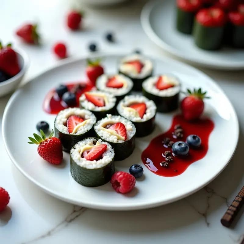 Sushi de Cheesecake y Frutos Rojos: Postre Japonés sin Horno con Algas Nori