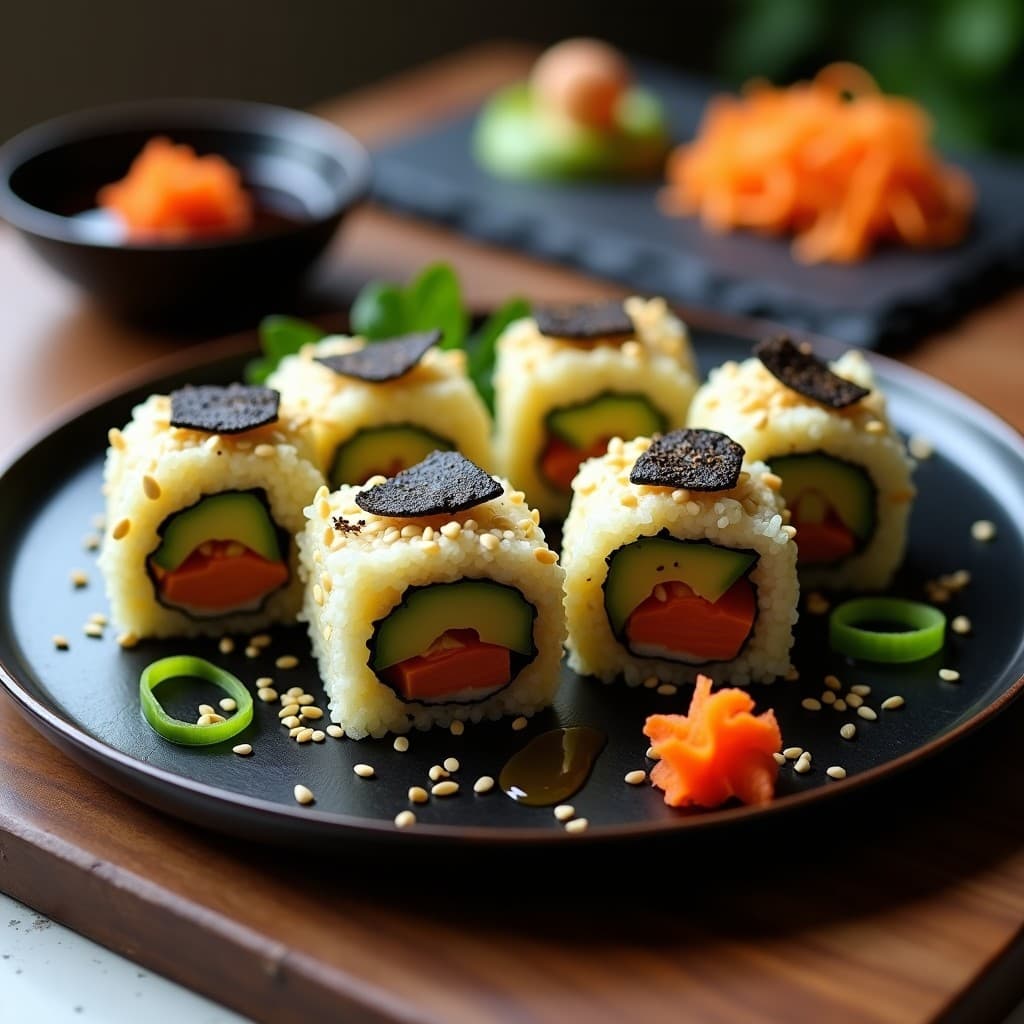 Sushi de Chirivía y Trufa Negra: Receta Vegana con Umami en Rollos sin Arroz