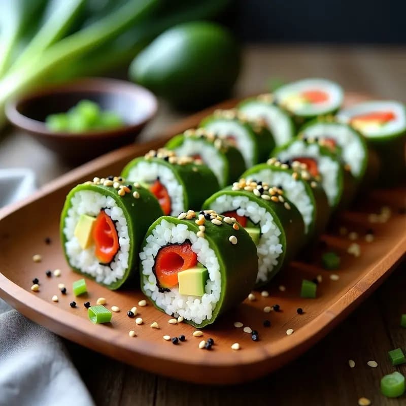 Sushi de Coliflor y Aguacate: Receta Japonesa Low-Carb con Algas Nori y Sésamo