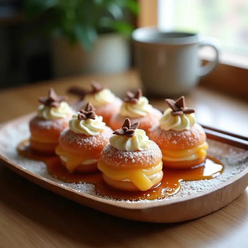 Sushi de Donut Relleno de Crema y Frutas: Postre Japonés con Toque Dulce y Original