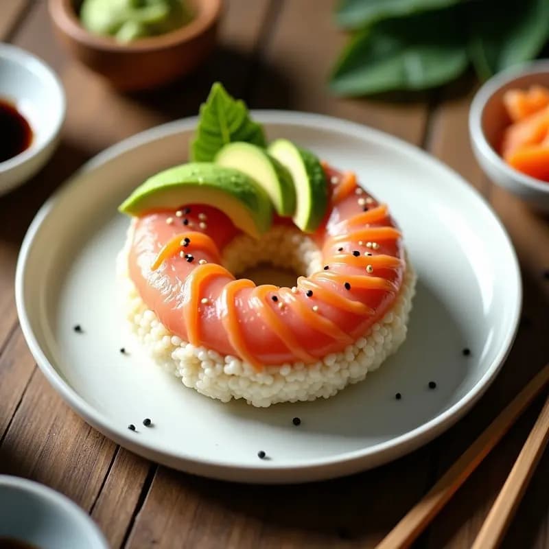 Sushi Donut de Salmón y Aguacate: Receta Japonesa Creativa y Alta en Proteína