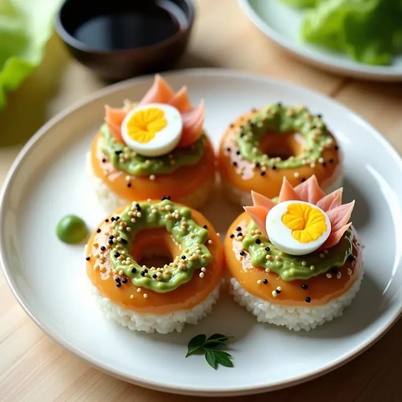 Sushi Donuts de Aguacate y Salmón Ahumado: Receta Japonesa en Molde para Instagram