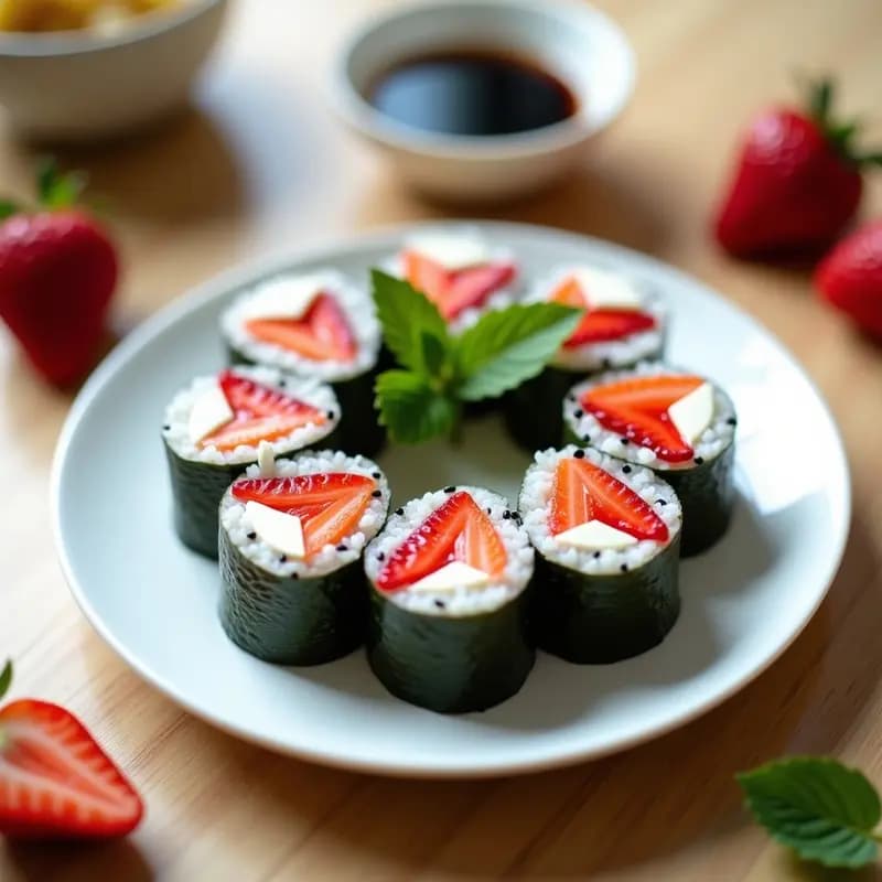 Sushi de Fresa y Queso Crema: Receta Japonesa Dulce y Sin Cocción en 10 Minutos