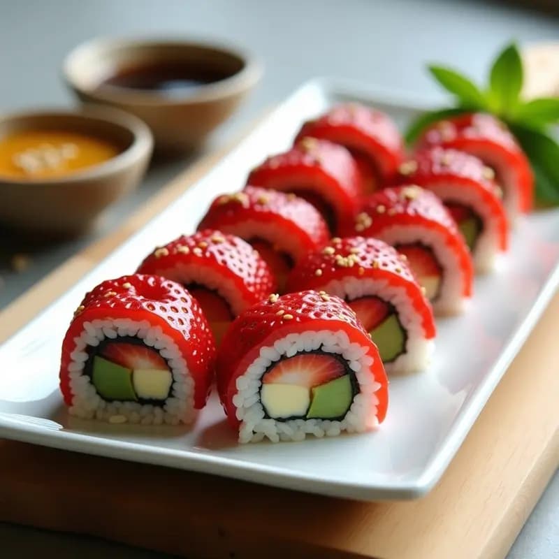 Sushi de Fresa y Queso Philadelphia: Receta Dulce-Salada Viral en 15 Minutos