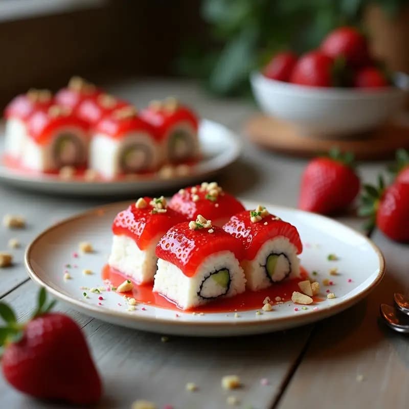Sushi de Fresas y Queso Mascarpone: Postre Italiano-Japonés para San Valentín