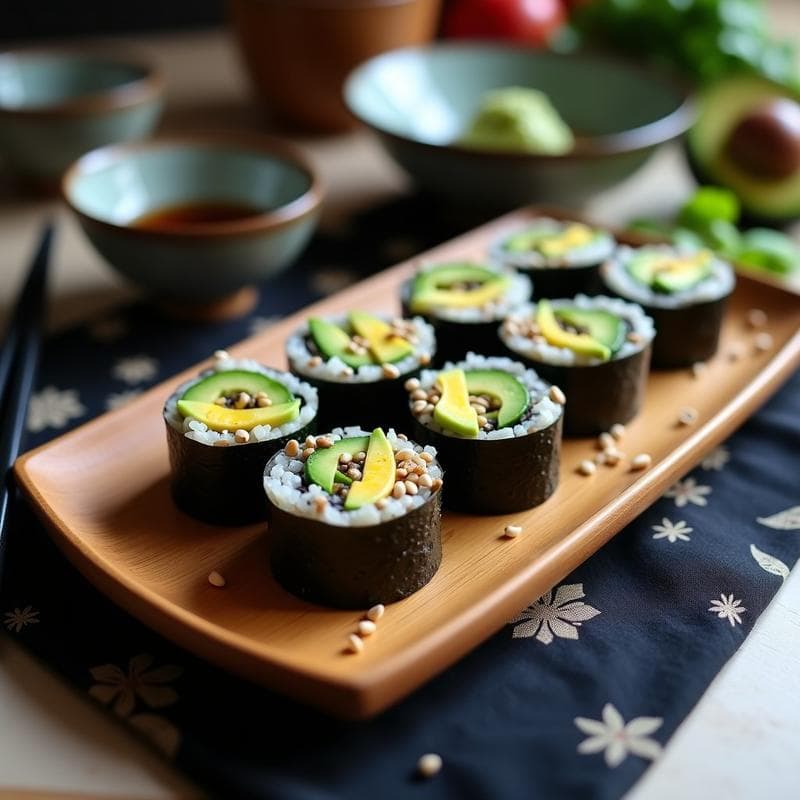 Sushi de Lentejas Negras y Aguacate: Receta Vegana en Thermomix con Toque Japonés