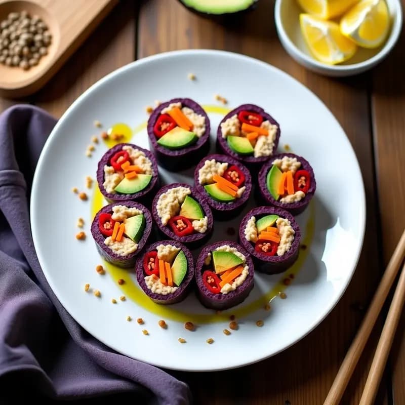 Sushi de Maíz Morado con Palta y Hummus: Receta Peruana Sin Pescado en 20 Minutos