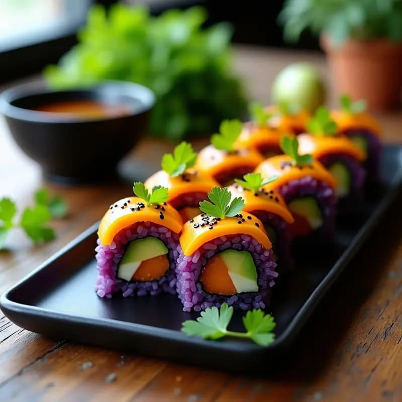 Sushi de Mango y Aguacate con Arroz Morado: Roll Vegano y Crudivegano en 15 Minutos