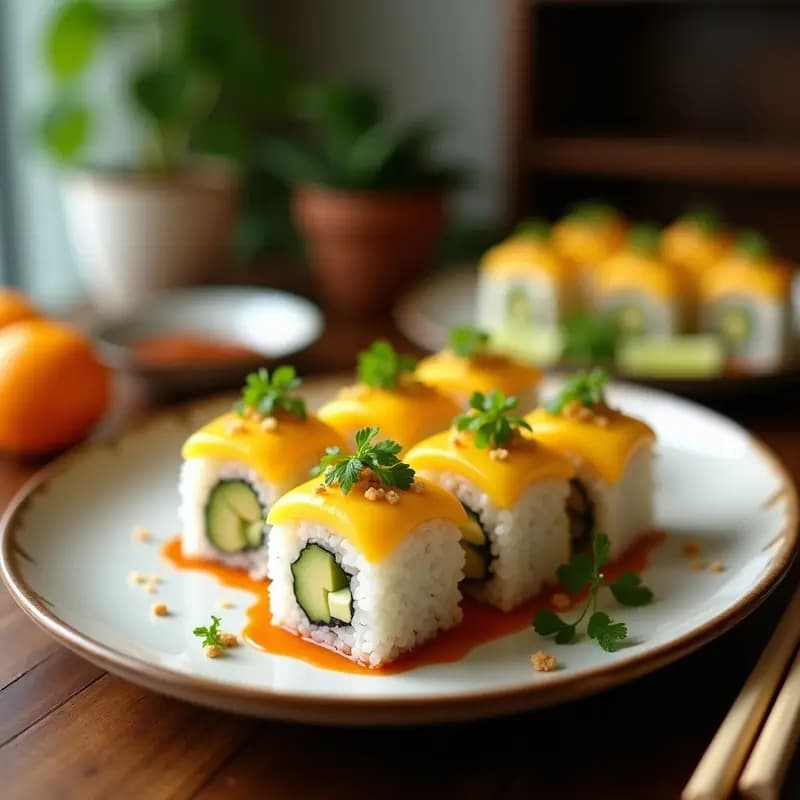Sushi de Mango y Aguacate con Envoltura de Leche de Coco: Receta Vegana y Sin Pescado