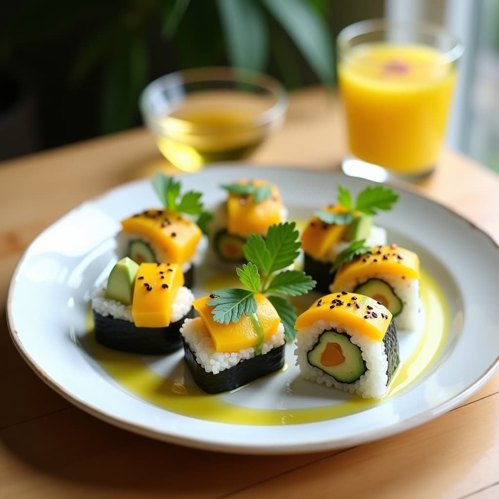 Sushi de Mango y Aguacate con Vinagreta de Maracuyá: Receta Brasileña Sin Pescado en 15 Minutos