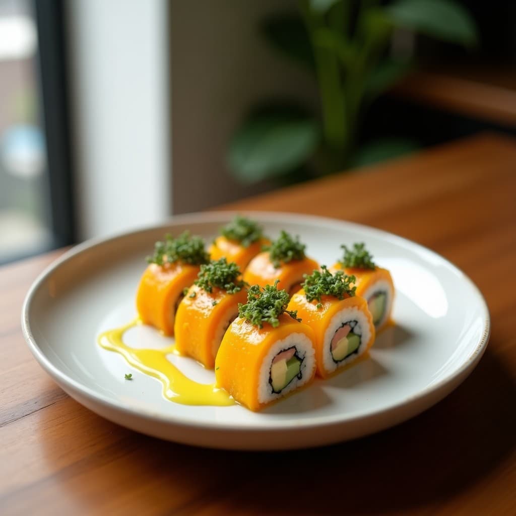 Sushi de Mango y Cúrcuma: Receta Vegana Sin Arroz con Envoltorio de Algas Nori