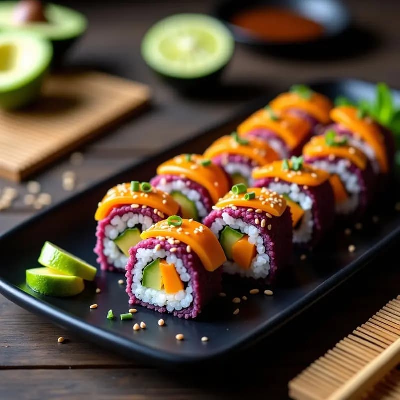 Sushi de Mango y Palta con Arroz Morado: Receta Peruana-Japonesa que Hipnotiza en Reels