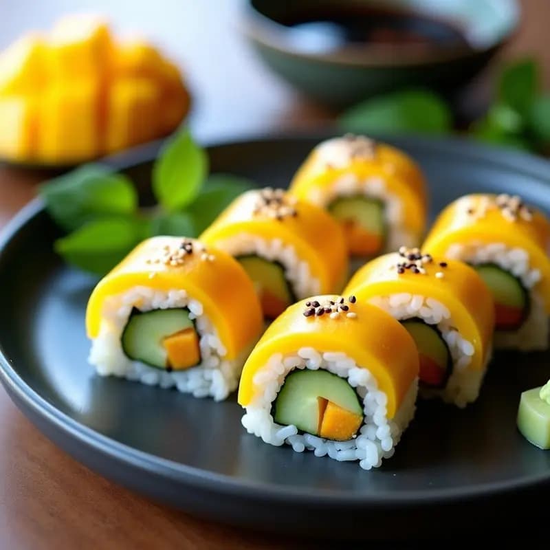 Sushi de Mango y Pepino con Arroz de Coliflor: Receta Japonesa Baja en Calorías