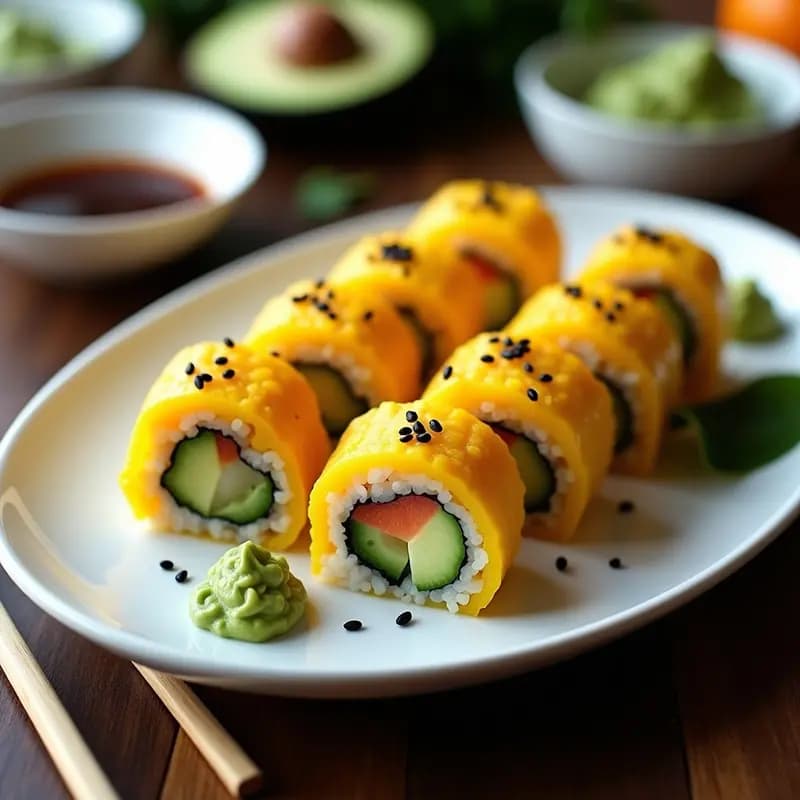 Sushi de Mango y Pepino con Arroz de Quinoa: Rollos Veganos y Sin Gluten