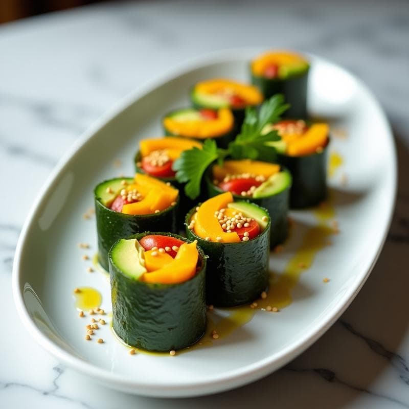 Sushi de Mango y Pimiento Amarillo: Receta Vegana y Crudivegana en 20 Minutos