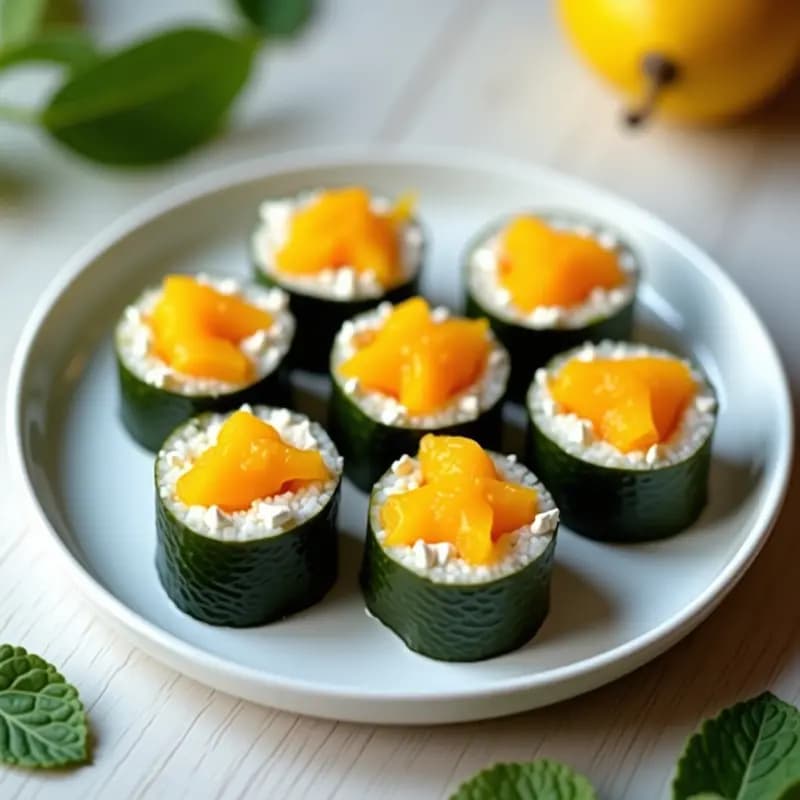 Sushi de Mango y Queso Crema con Caviar de Maracuyá: Receta Vegana y Fotogénica para Instagram