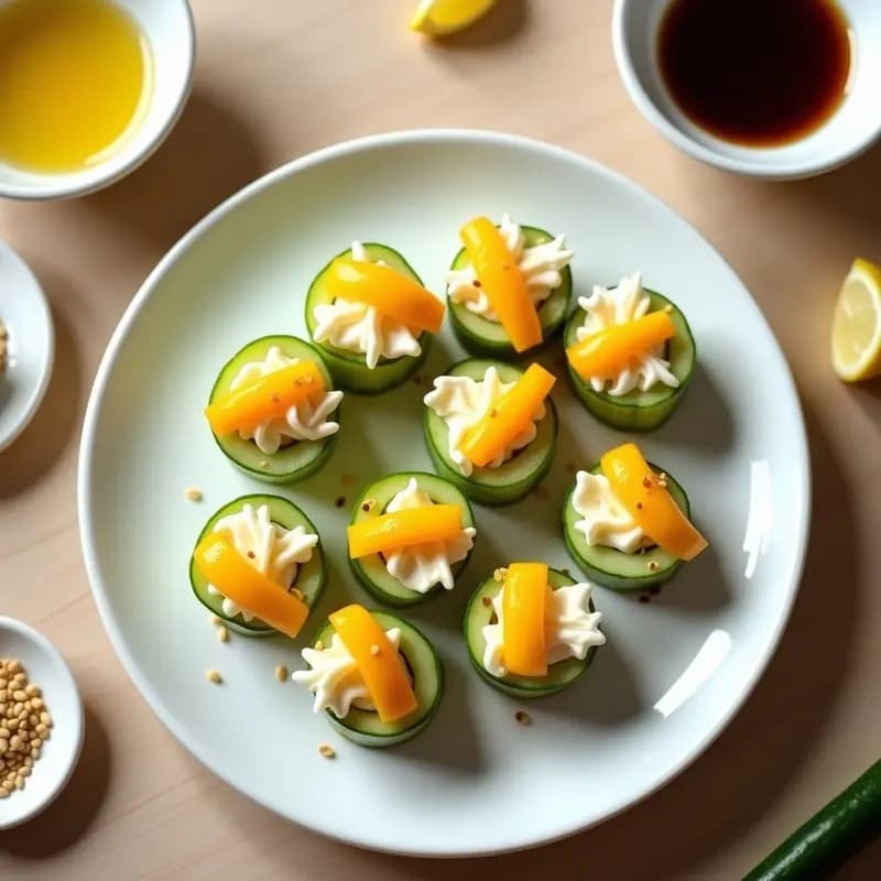Sushi de Mango y Queso Crema con Cinta de Pepino: Receta Fusion Dulce y Fresca