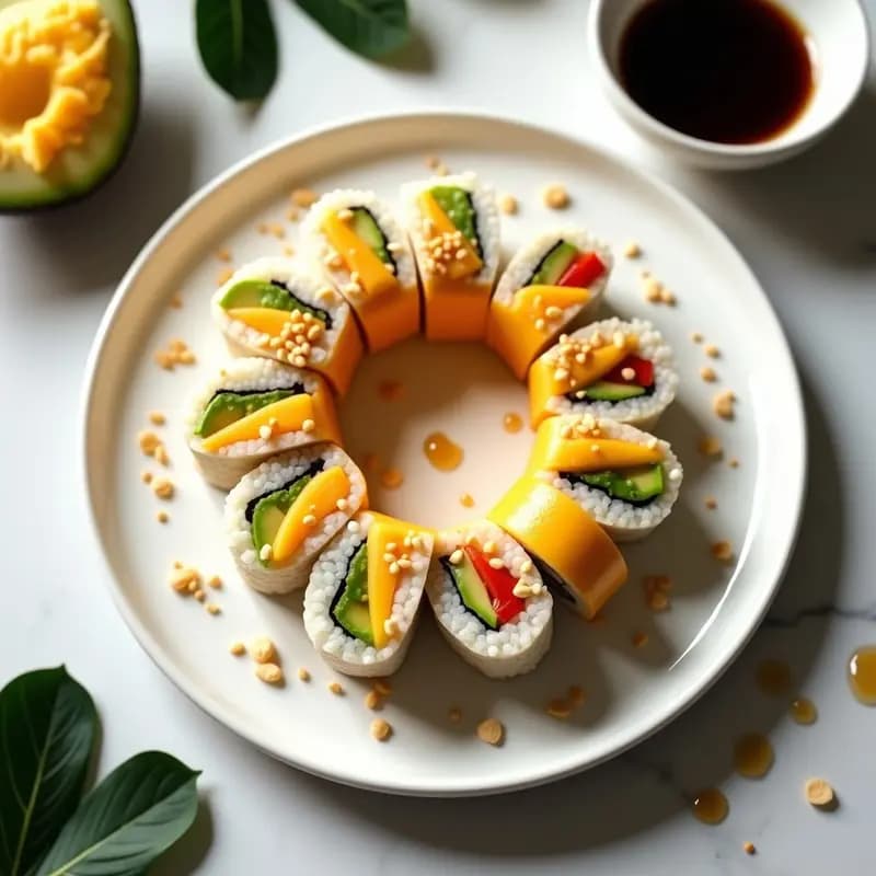 Sushi de Mango y Queso Crema: Roll Vegano con Toque Tropical en 15 Minutos