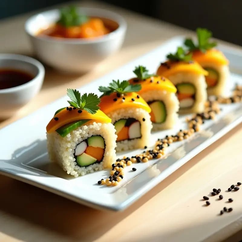 Sushi de Mango y Quinoa con Vinagreta de Tamarillo: Receta Peruana Sin Pescado