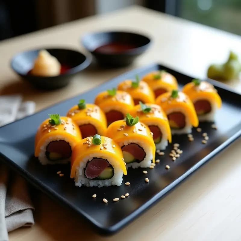 Sushi de Mango y Ventresca: Receta Japonesa de Fusión Dulce-Salada para Impresionar