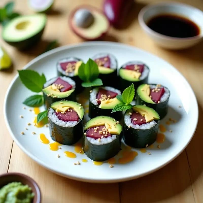 Sushi de Mangostán y Aguacate: Receta Japonesa Vegana con Toque Tropical