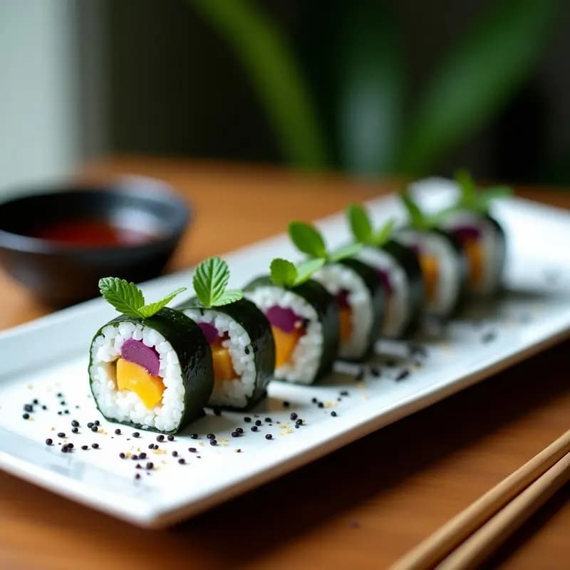 Sushi de Mangostán y Queso Vegano: Receta de Fusión Tailandesa-Japonesa Dulce